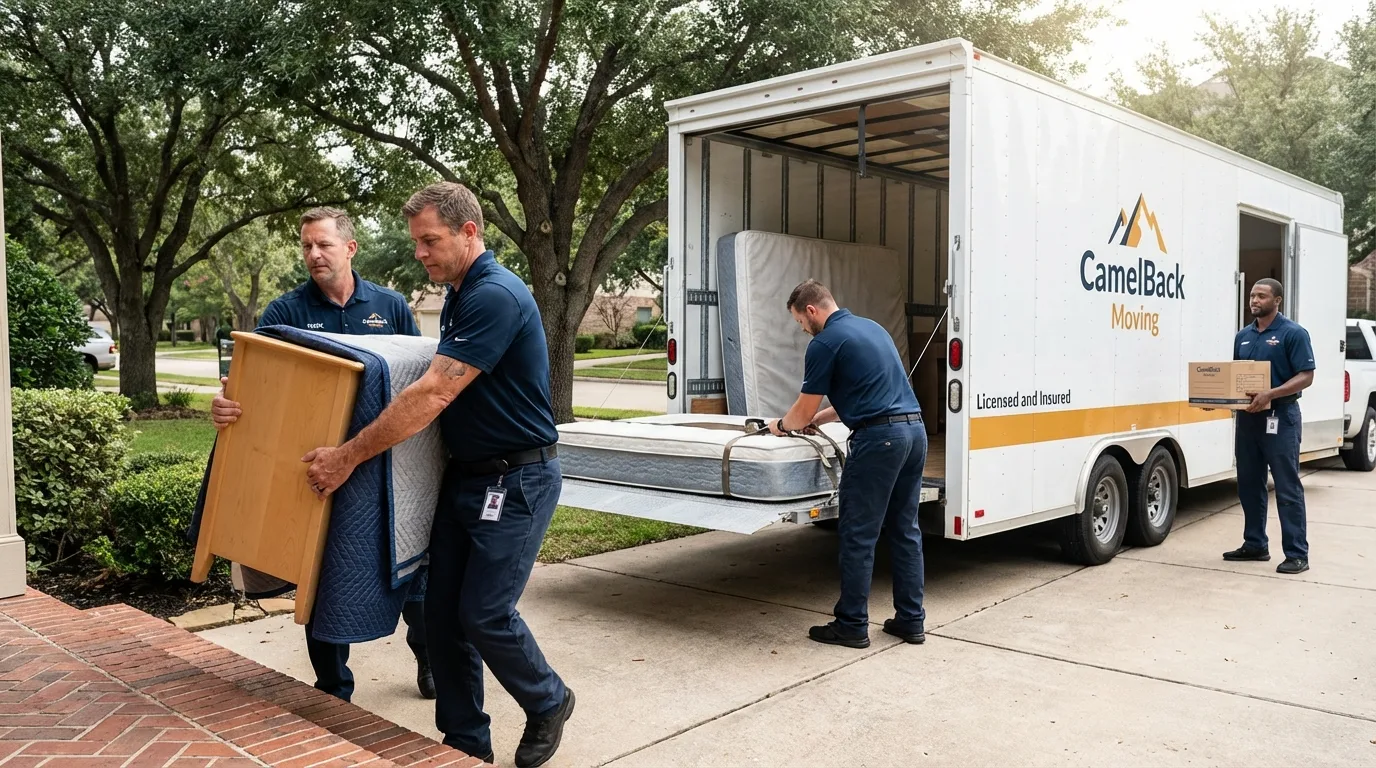 Crew loading residential truck for cross-state move from Peachtree City, GA
