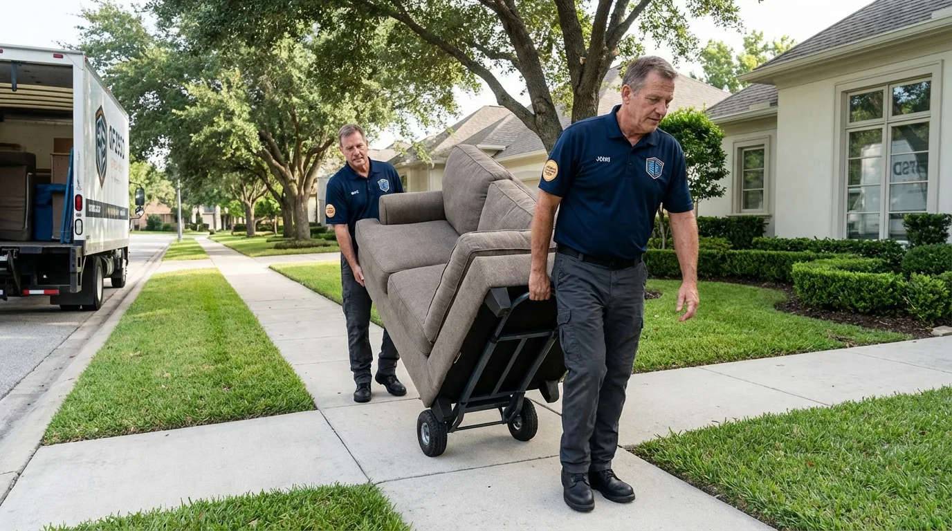 Local residential moving crew loading furniture in Peachtree City, GA