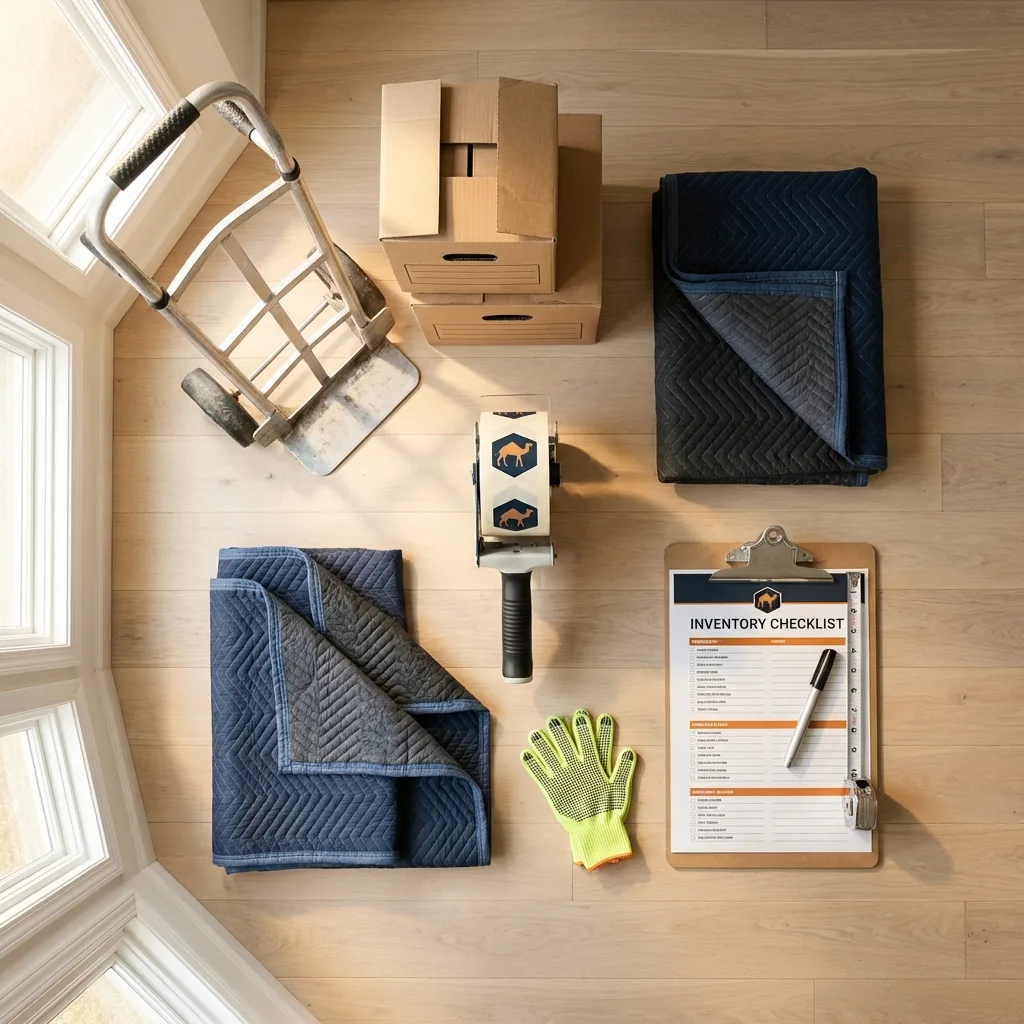 Professional moving supplies and packing materials layout for Peachtree City residential relocations